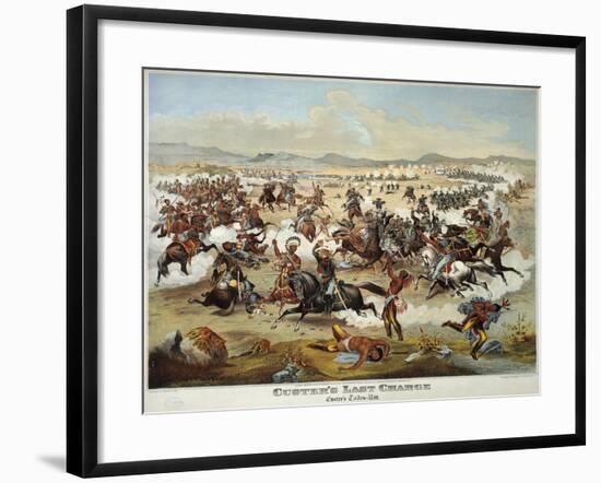 General Custer's Last Stand at the Battle of Little Bighorn, June 25, 1876-null-Framed Giclee Print