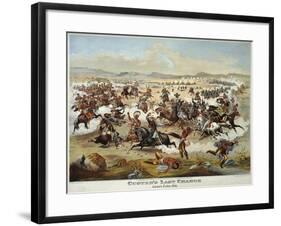General Custer's Last Stand at the Battle of Little Bighorn, June 25, 1876-null-Framed Giclee Print