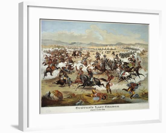 General Custer's Last Stand at the Battle of Little Bighorn, June 25, 1876-null-Framed Giclee Print