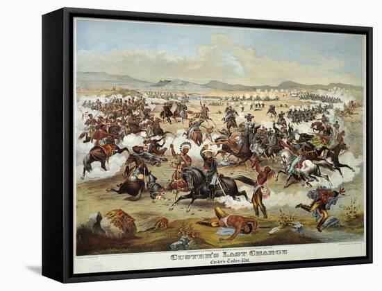 General Custer's Last Stand at the Battle of Little Bighorn, June 25, 1876-null-Framed Stretched Canvas