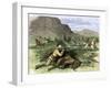 General Custer's Scout Surrounded by Hostile Arapahoes in the Black Hills, Dakota Territory, c.1874-null-Framed Giclee Print