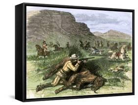 General Custer's Scout Surrounded by Hostile Arapahoes in the Black Hills, Dakota Territory, c.1874-null-Framed Stretched Canvas