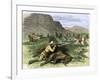 General Custer's Scout Surrounded by Hostile Arapahoes in the Black Hills, Dakota Territory, c.1874-null-Framed Giclee Print