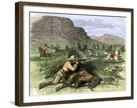 General Custer's Scout Surrounded by Hostile Arapahoes in the Black Hills, Dakota Territory, c.1874-null-Framed Giclee Print