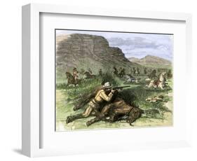 General Custer's Scout Surrounded by Hostile Arapahoes in the Black Hills, Dakota Territory, c.1874-null-Framed Giclee Print