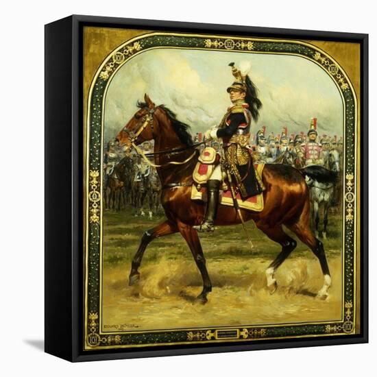 General d'Hautpoul on Horseback-Jean Baptiste Edouard Detaille-Framed Stretched Canvas