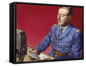 General De Gaulle Broadcasts to the Free French-Pat Nicolle-Framed Stretched Canvas