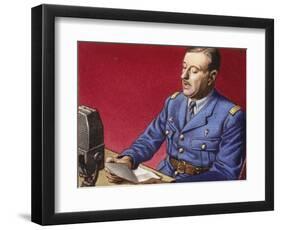 General De Gaulle Broadcasts to the Free French-Pat Nicolle-Framed Giclee Print