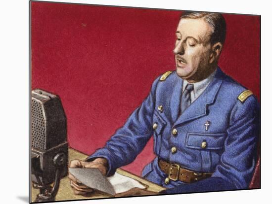 General De Gaulle Broadcasts to the Free French-Pat Nicolle-Mounted Giclee Print