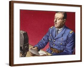 General De Gaulle Broadcasts to the Free French-Pat Nicolle-Framed Giclee Print