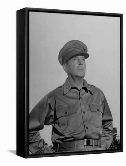 General Douglas Macarthur Standing in Front of Manila City Hall-null-Framed Stretched Canvas