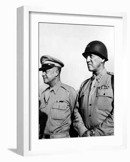 General Dwight Eisenhower, General George Patton, 1940's-null-Framed Photo