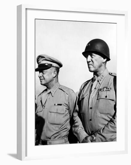 General Dwight Eisenhower, General George Patton, 1940's-null-Framed Photo