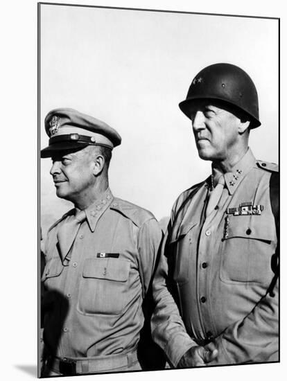 General Dwight Eisenhower, General George Patton, 1940's-null-Mounted Photo