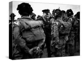 General Eisenhower Talks with Paratroopers of the 101st US Airborne Before D-Day-null-Stretched Canvas