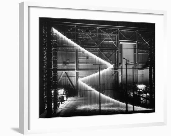 General Electric Lab, Creating Artificial Lightning to Study Its Behavior-Andreas Feininger-Framed Photographic Print