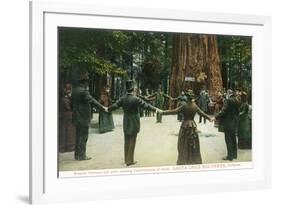 General Fremont Showing Circumference of a Redwood - Santa Cruz, CA-Lantern Press-Framed Art Print