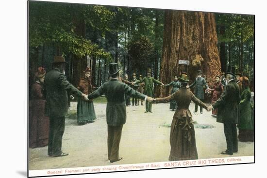 General Fremont Showing Circumference of a Redwood - Santa Cruz, CA-Lantern Press-Mounted Art Print