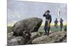 General G. K. Warren at the Signal Station on Little Round Top, Battle of Gettysburg, 1863-null-Mounted Giclee Print