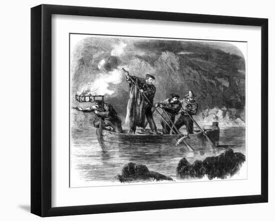 General Garibaldi Spearing Fish by Night Off Caprera, Sardinia, Italy, 1861-Frank Vizetelly-Framed Giclee Print