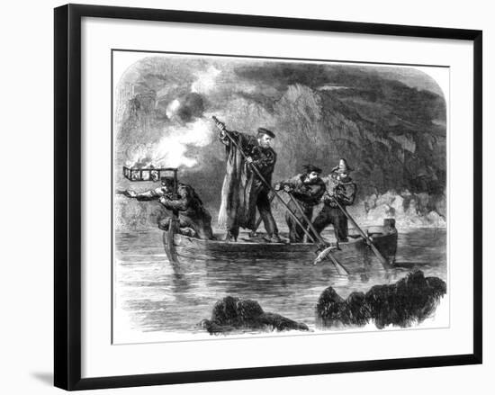 General Garibaldi Spearing Fish by Night Off Caprera, Sardinia, Italy, 1861-Frank Vizetelly-Framed Giclee Print