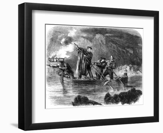 General Garibaldi Spearing Fish by Night Off Caprera, Sardinia, Italy, 1861-Frank Vizetelly-Framed Giclee Print