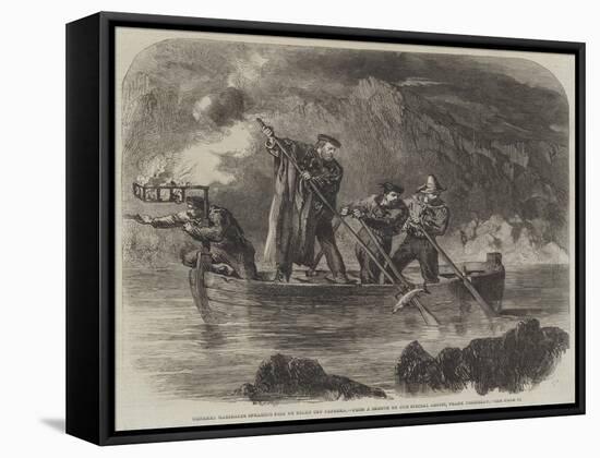 General Garibaldi Spearing Fish by Night Off Caprera-Frank Vizetelly-Framed Stretched Canvas