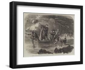 General Garibaldi Spearing Fish by Night Off Caprera-Frank Vizetelly-Framed Giclee Print