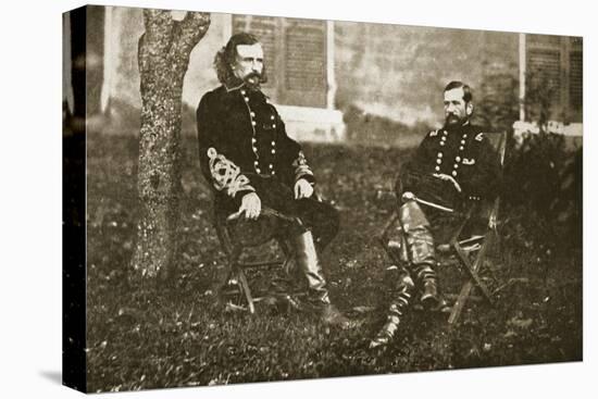 General George A. Custer and General Alfred Pleasonton, 1861-65-Mathew Brady-Stretched Canvas