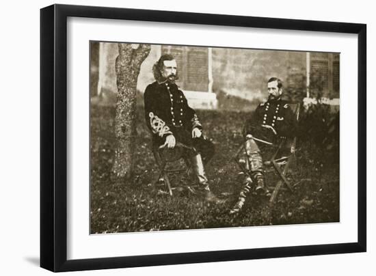 General George A. Custer and General Alfred Pleasonton, 1861-65-Mathew Brady-Framed Giclee Print