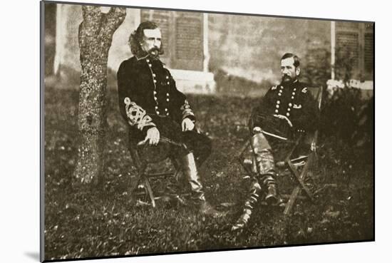 General George A. Custer and General Alfred Pleasonton, 1861-65-Mathew Brady-Mounted Giclee Print