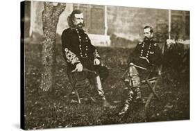 General George A. Custer and General Alfred Pleasonton, 1861-65-Mathew Brady-Stretched Canvas