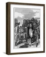 General George Washington and the first firing of the canon at the Siege of Yorktown in 1781-American School-Framed Giclee Print