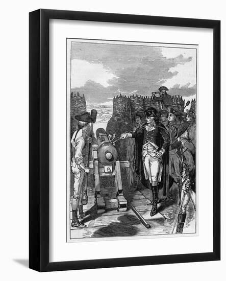 General George Washington and the first firing of the canon at the Siege of Yorktown in 1781-American School-Framed Giclee Print