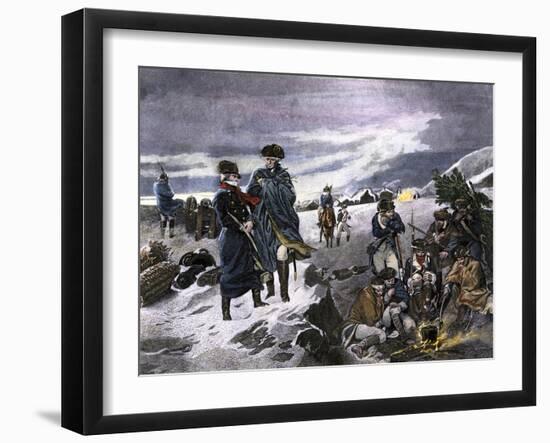 General George Washington and the Marquis de Lafayette at Valley Forge Winter Camp-null-Framed Giclee Print