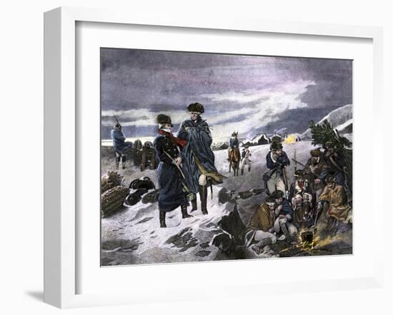 General George Washington and the Marquis de Lafayette at Valley Forge Winter Camp-null-Framed Giclee Print