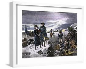 General George Washington and the Marquis de Lafayette at Valley Forge Winter Camp-null-Framed Giclee Print