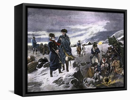 General George Washington and the Marquis de Lafayette at Valley Forge Winter Camp-null-Framed Stretched Canvas
