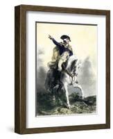 General George Washington in Battle on Horseback, Revolutionary War-null-Framed Giclee Print