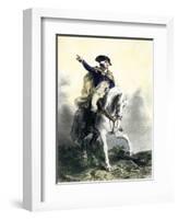 General George Washington in Battle on Horseback, Revolutionary War-null-Framed Giclee Print