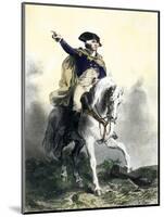 General George Washington in Battle on Horseback, Revolutionary War-null-Mounted Giclee Print