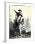 General George Washington in Battle on Horseback, Revolutionary War-null-Framed Giclee Print