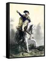 General George Washington in Battle on Horseback, Revolutionary War-null-Framed Stretched Canvas