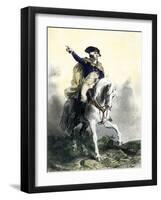 General George Washington in Battle on Horseback, Revolutionary War-null-Framed Giclee Print