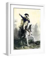 General George Washington in Battle on Horseback, Revolutionary War-null-Framed Giclee Print