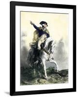 General George Washington in Battle on Horseback, Revolutionary War-null-Framed Giclee Print