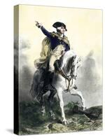 General George Washington in Battle on Horseback, Revolutionary War-null-Stretched Canvas