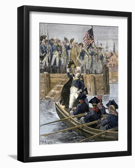 General George Washington Leaving New York City after Celebrating the British Retreat, c.1783-null-Framed Giclee Print