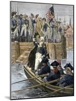 General George Washington Leaving New York City after Celebrating the British Retreat, c.1783-null-Mounted Giclee Print
