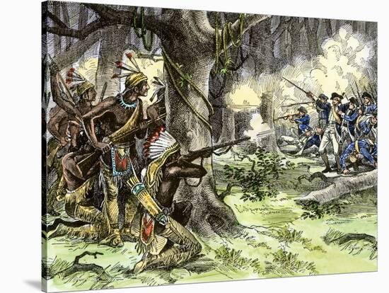 General Harmar Defeated by Miami Tribe Warriors in the Old Northwest Territory, c.1790-null-Stretched Canvas
